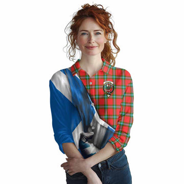 MacLaine (McLaine) Tartan Women's Casual Shirt with Family Crest Scotland Patriotic Style