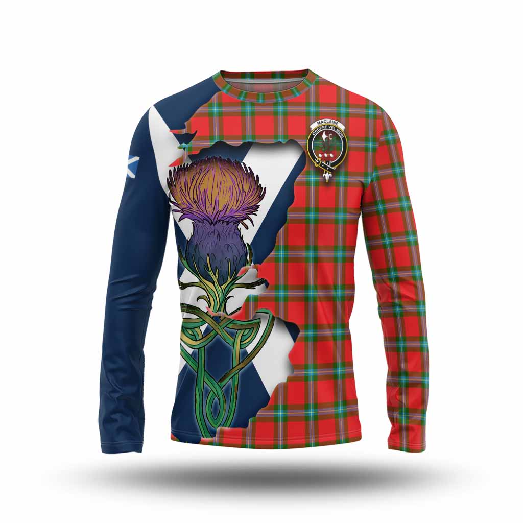 Tartan Vibes Clothing MacLaine (McLaine) Tartan Family Crest Long Sleeve T-Shirt Scottish Thistle Celtic Inspired