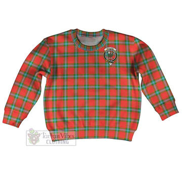 Tartan Vibes Clothing MacLaine (McLaine) Tartan Kid Ugly Sweater with Family Crest