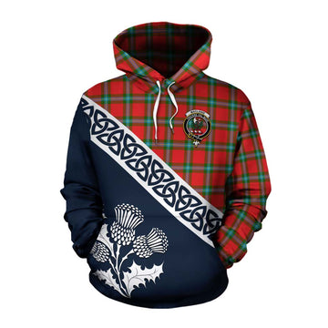 Tartan Vibes Clothing MacLaine (McLaine) Tartan Cotton Hoodie Featuring Thistle and Scotland Map