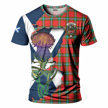 Tartan Vibes Clothing MacLaine (McLaine) Tartan Family Crest T-Shirt Scottish Thistle Celtic Inspired