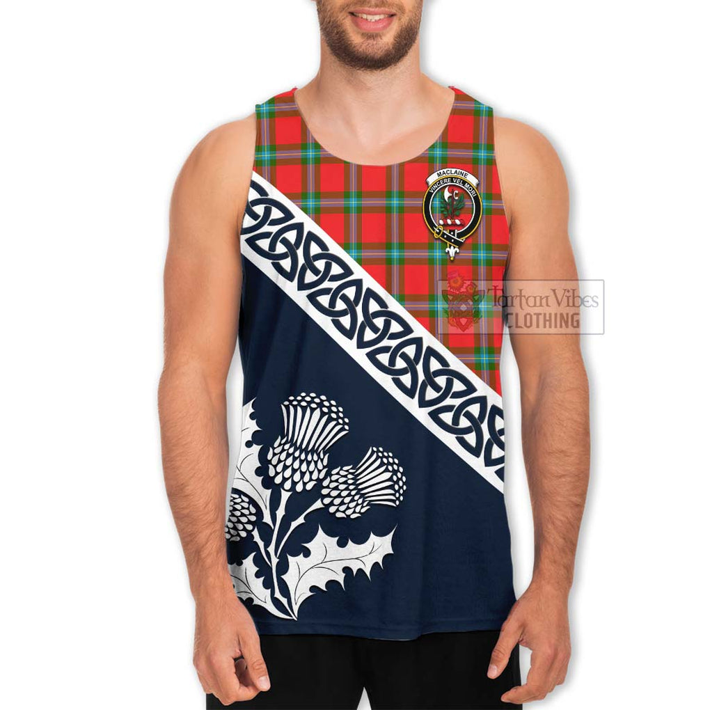 Tartan Vibes Clothing MacLaine (McLaine) Tartan Men's Tank Top Featuring Thistle and Scotland Map