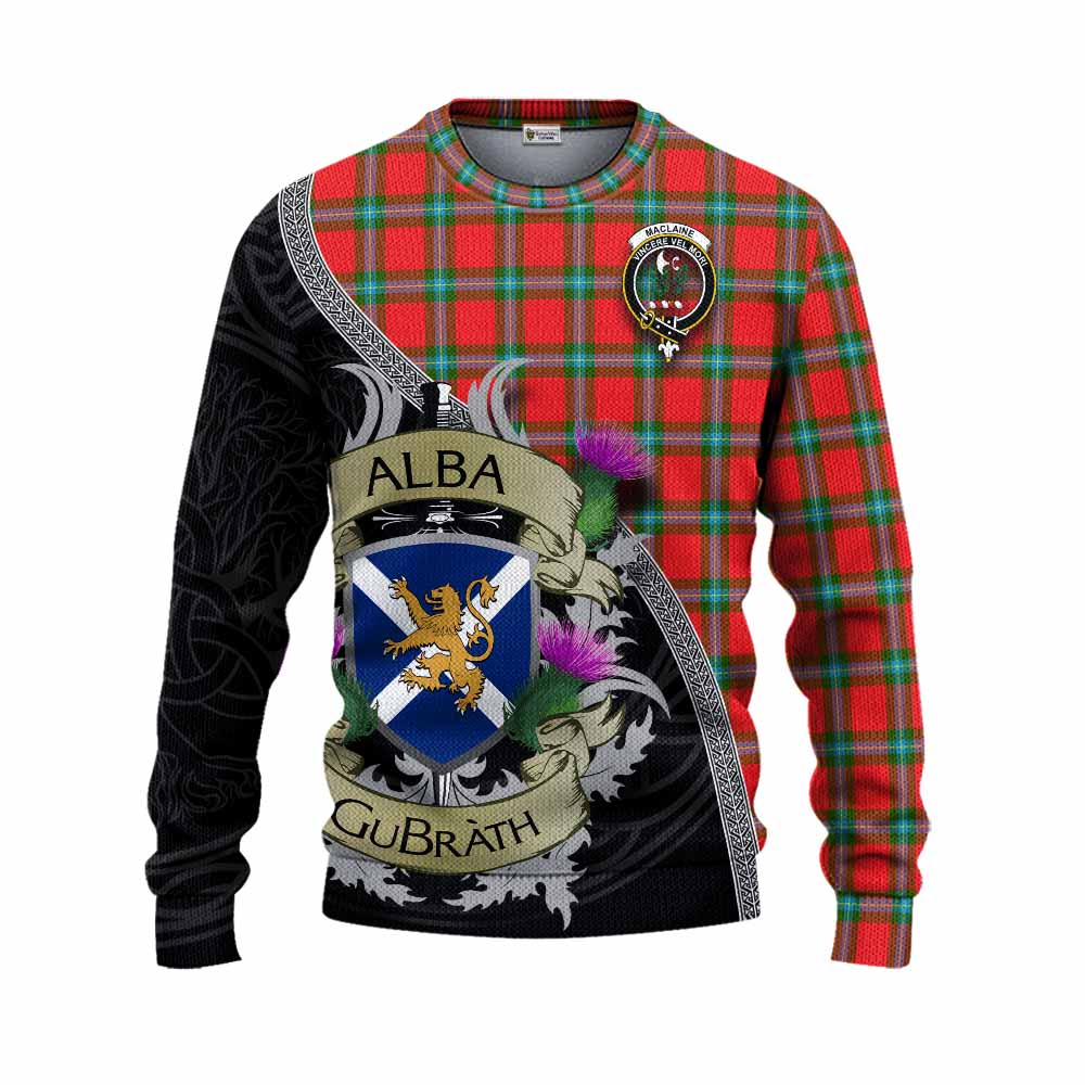 Tartan Vibes Clothing MacLaine (McLaine) Tartan Family Crest Knitted Sweater Lion Rampant Royal Thistle Shield Celtic Inspired