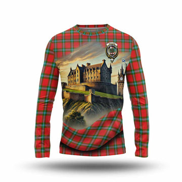 Tartan Vibes Clothing MacLaine (McLaine) Tartan Family Crest Long Sleeve T-Shirt with Scottish Ancient Castle Style
