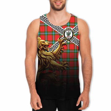 MacLaine (McLaine) Crest Tartan Men's Tank Top with Golden Lion Emblem Celtic Style