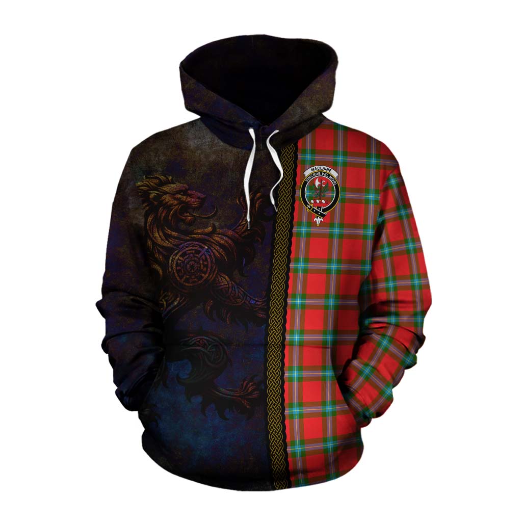 Tartan Vibes Clothing MacLaine (McLaine) Tartan Family Crest Cotton Hoodie Alba Gu Brath Be Brave Lion Ancient Style
