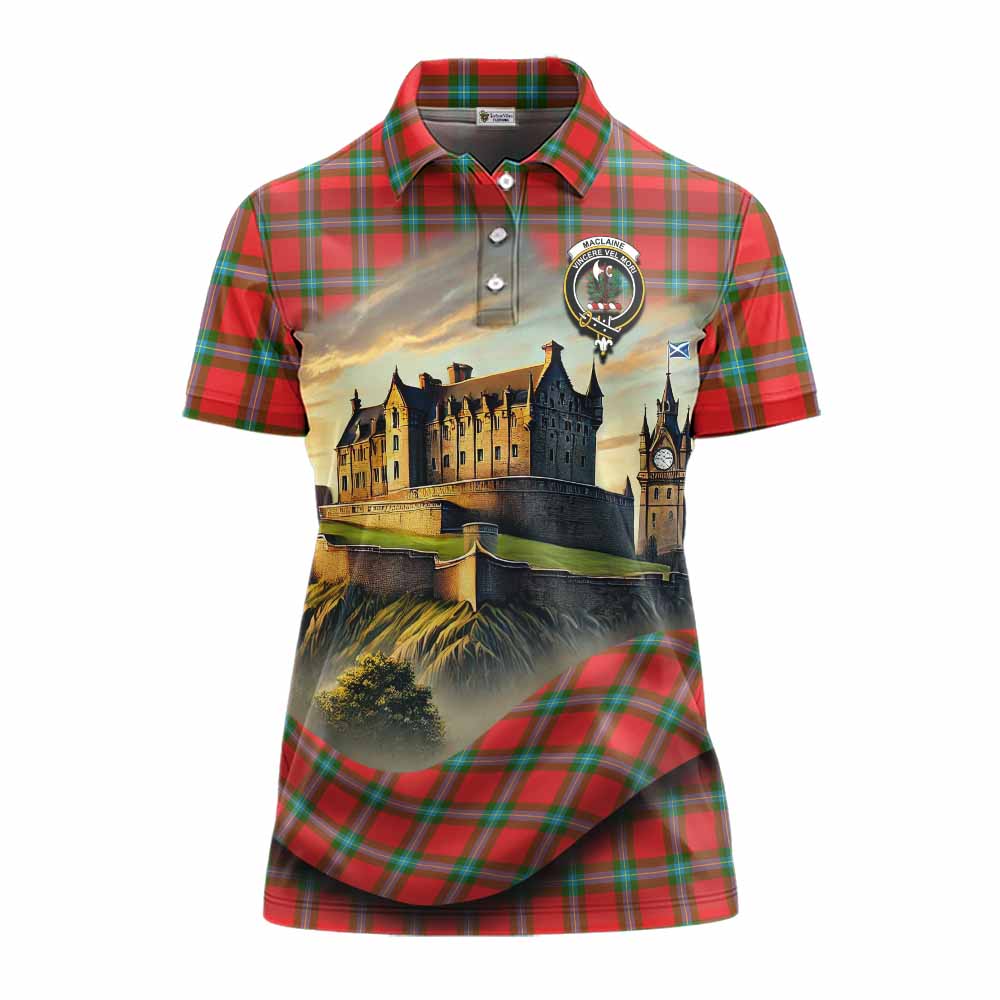 Tartan Vibes Clothing MacLaine (McLaine) Tartan Family Crest Women's Polo Shirt with Scottish Ancient Castle Stype