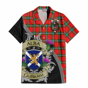 Tartan Vibes Clothing MacLaine (McLaine) Tartan Family Crest Short Sleeve Button Shirt Lion Rampant Royal Thistle Shield Celtic Inspired