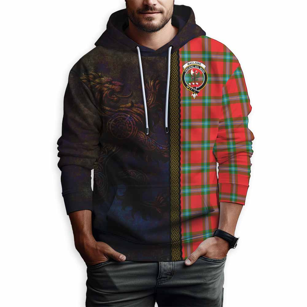 Tartan Vibes Clothing MacLaine (McLaine) Tartan Family Crest Hoodie Alba Gu Brath Be Brave Lion Ancient Style