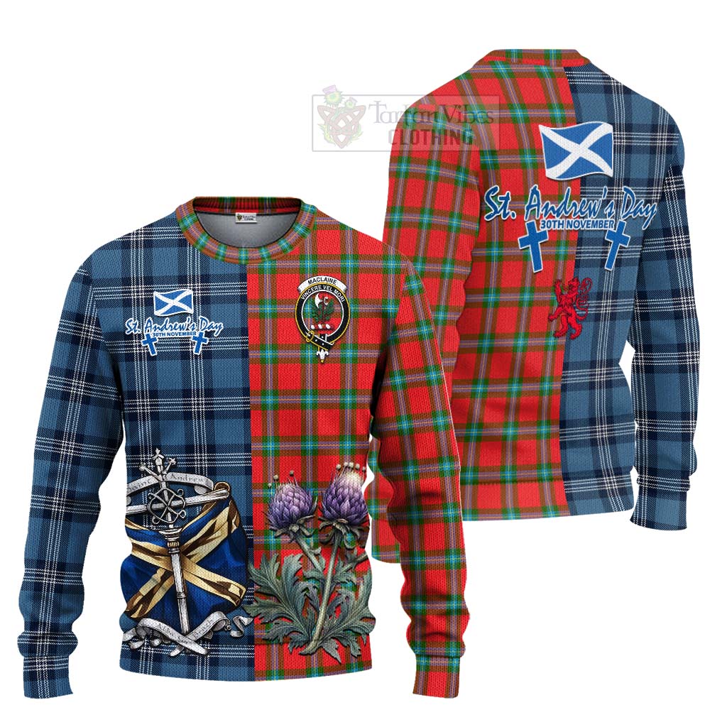 Tartan Vibes Clothing MacLaine (McLaine) Tartan Knitted Sweater Happy St. Andrew's Day Half Tartan Style