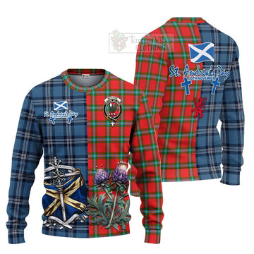 Tartan Vibes Clothing MacLaine (McLaine) Tartan Knitted Sweater Happy St. Andrew's Day Half Tartan Style