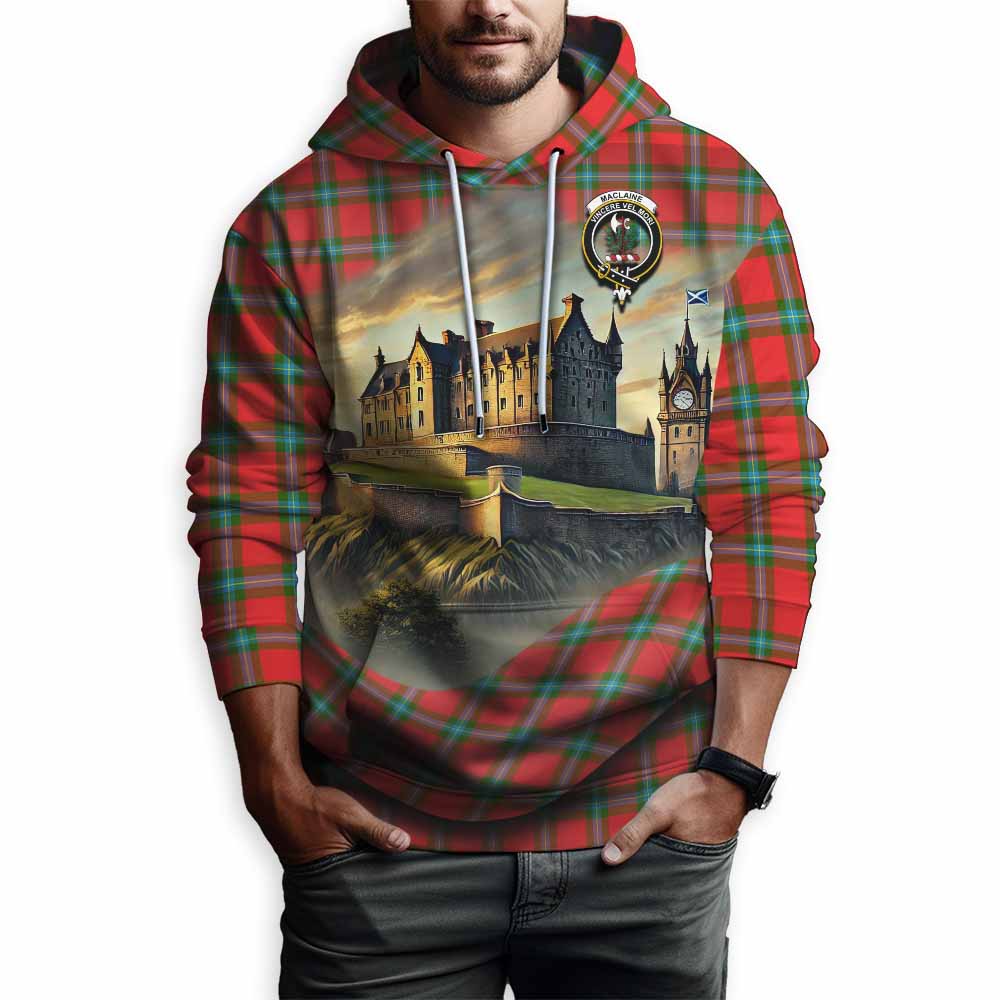 Tartan Vibes Clothing MacLaine (McLaine) Tartan Family Crest Hoodie with Scottish Ancient Castle Style