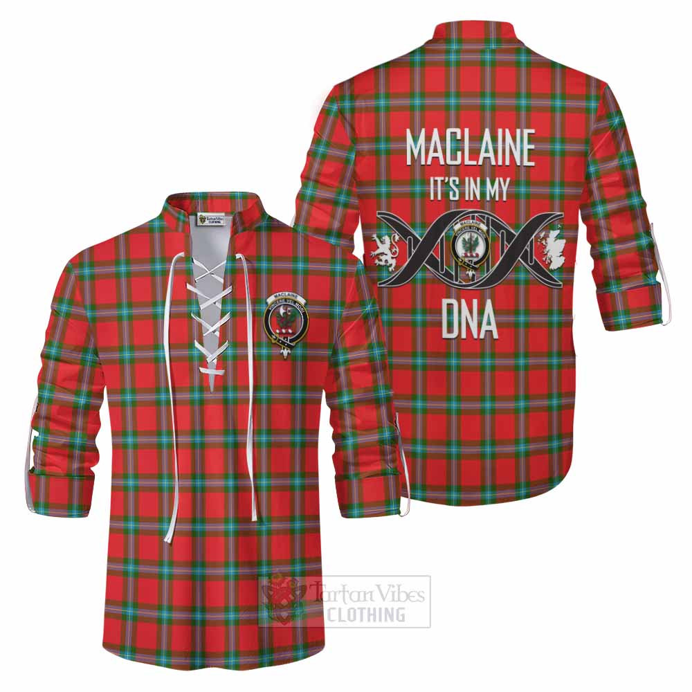 Tartan Vibes Clothing MacLaine (McLaine) Tartan Ghillie Kilt Shirt with Family Crest DNA In Me Style