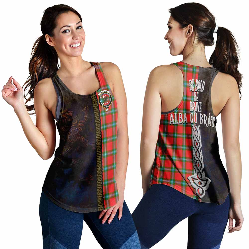 Tartan Vibes Clothing MacLaine (McLaine) Tartan Family Crest Women's Racerback Tanks Alba Gu Brath Be Brave Lion Ancient Style
