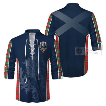 Tartan Vibes Clothing MacLaine (McLaine) Tartan Ghillie Kilt Shirt with Family Crest and Scottish Thistle Vibes Sport Style