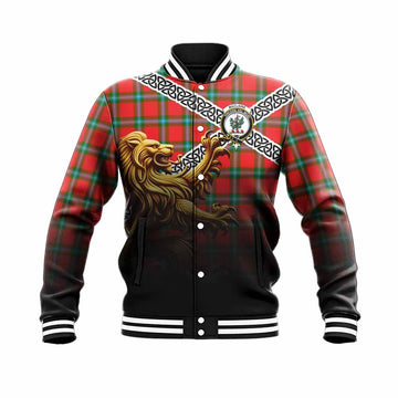 MacLaine (McLaine) Crest Tartan Baseball Jacket with Golden Lion Emblem Celtic Style
