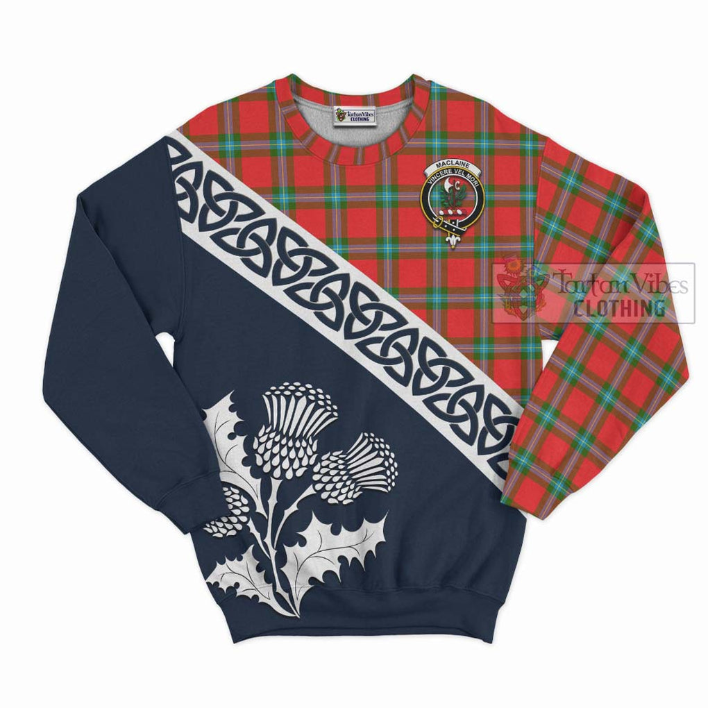 Tartan Vibes Clothing MacLaine (McLaine) Tartan Sweatshirt Featuring Thistle and Scotland Map