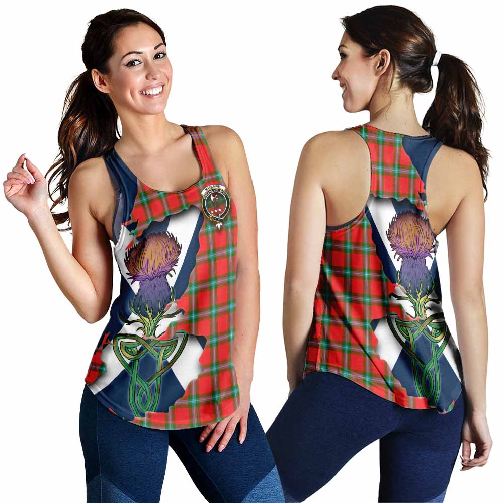 Tartan Vibes Clothing MacLaine (McLaine) Tartan Family Crest Women's Racerback Tanks Scottish Thistle Celtic Inspired