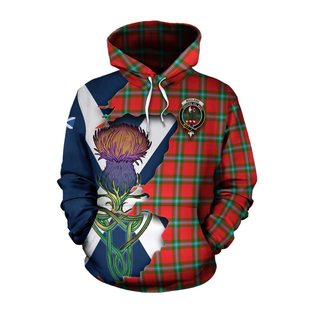 Tartan Vibes Clothing MacLaine (McLaine) Tartan Family Crest Cotton Hoodie Scottish Thistle Celtic Inspired
