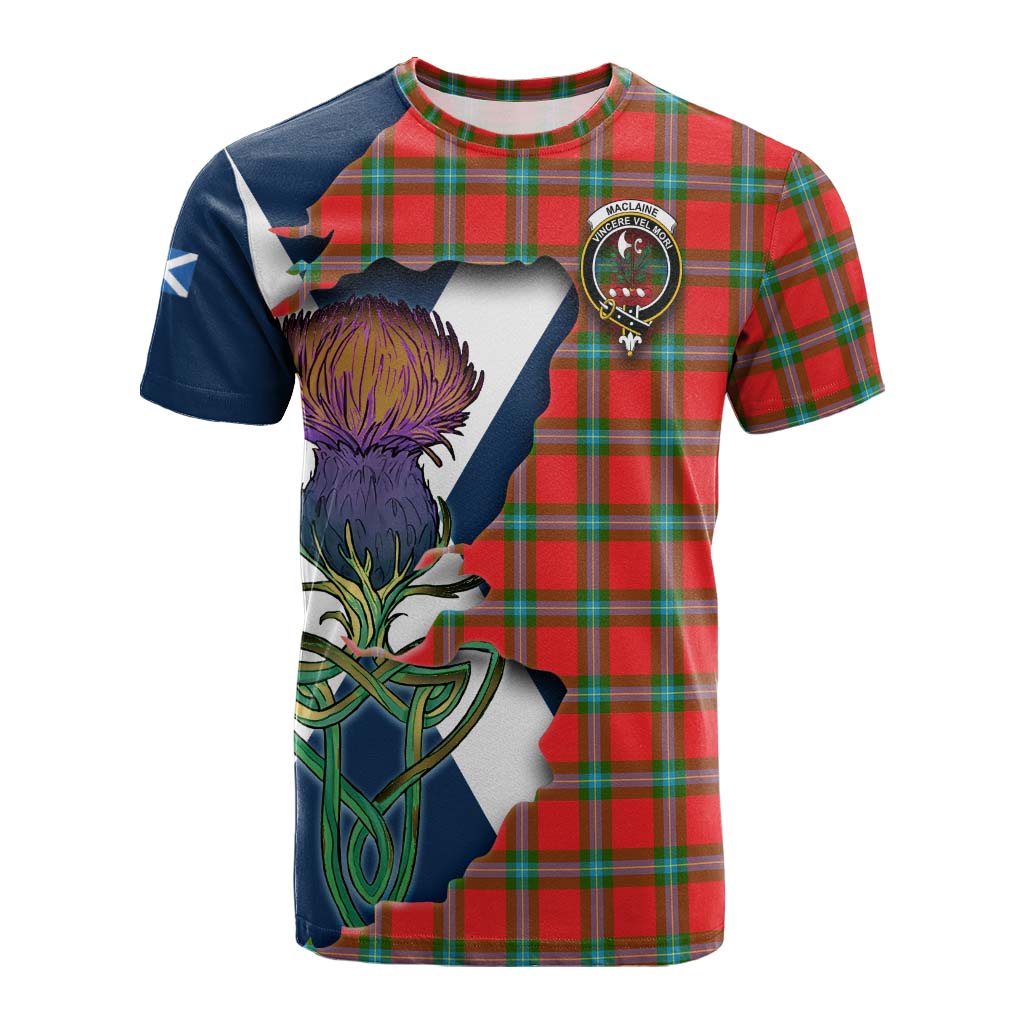 Tartan Vibes Clothing MacLaine (McLaine) Tartan Family Crest Cotton T-shirt Scottish Thistle Celtic Inspired
