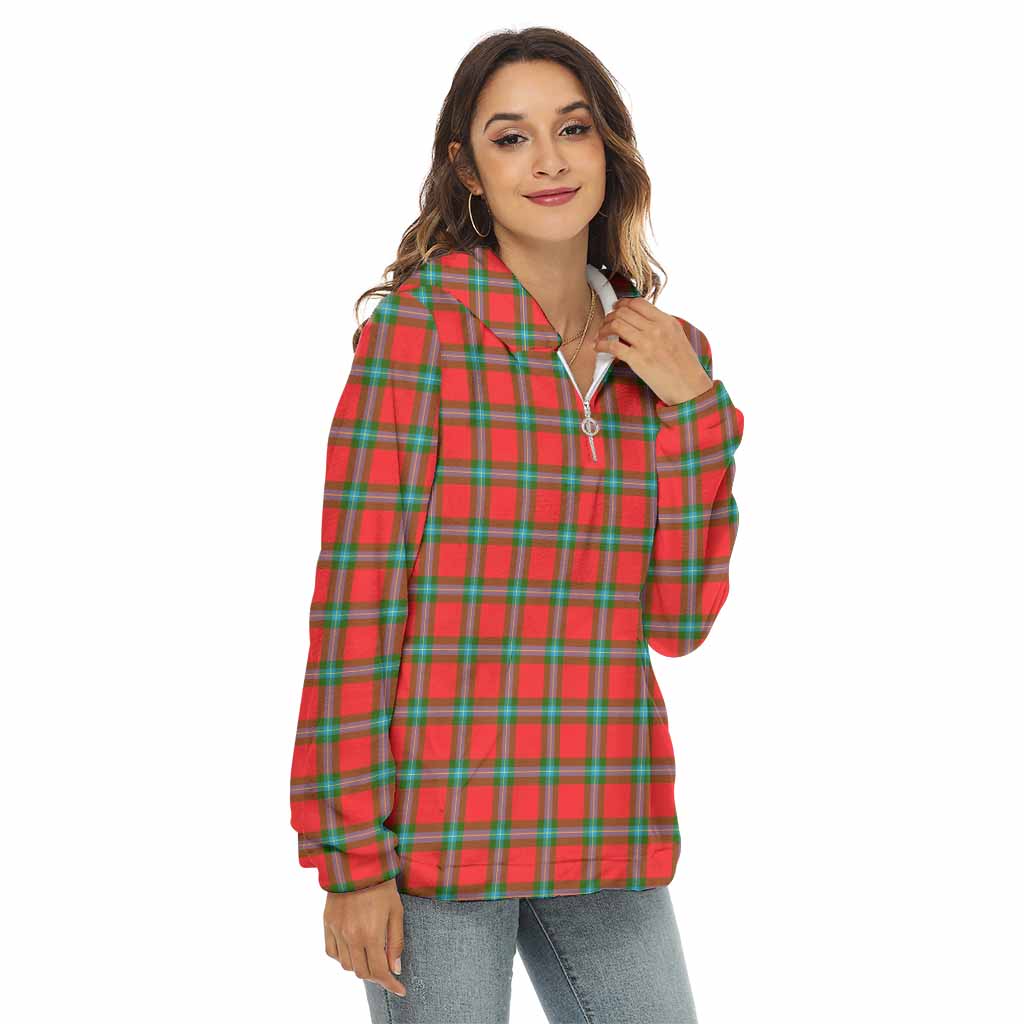 Tartan Vibes Clothing MacLaine (McLaine) Tartan Women's Borg  Half Zip Fleece Hoodie