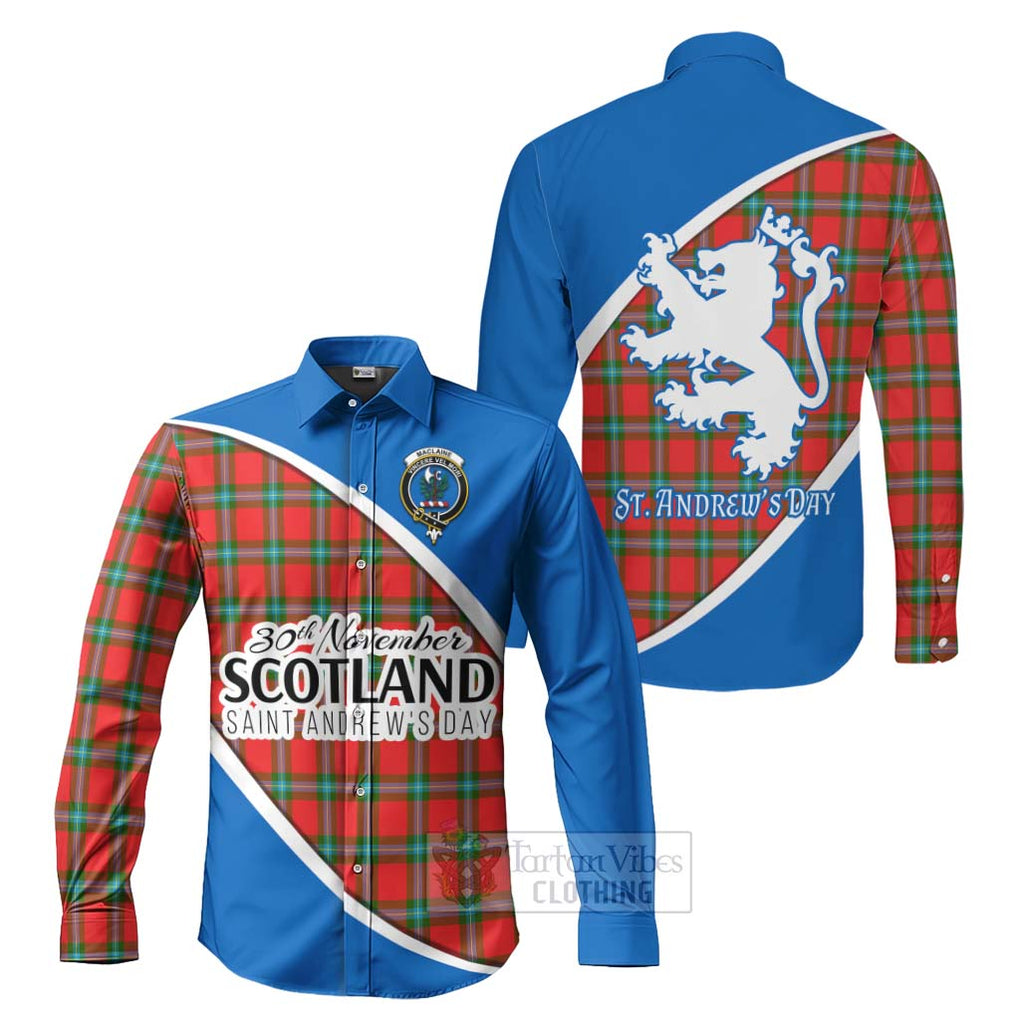 Tartan Vibes Clothing MacLaine (McLaine) Family Crest Tartan Long Sleeve Button Shirt Celebrate Saint Andrew's Day in Style