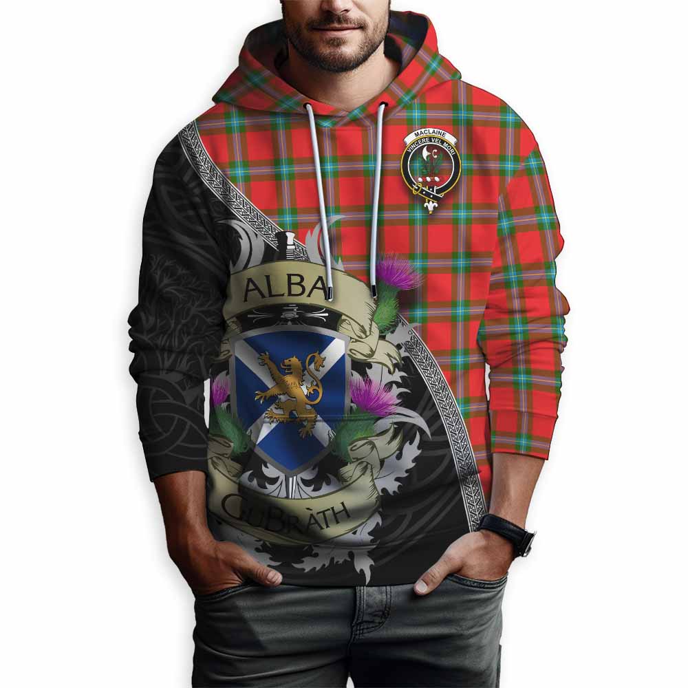 Tartan Vibes Clothing MacLaine (McLaine) Tartan Family Crest Hoodie Lion Rampant Royal Thistle Shield Celtic Inspired