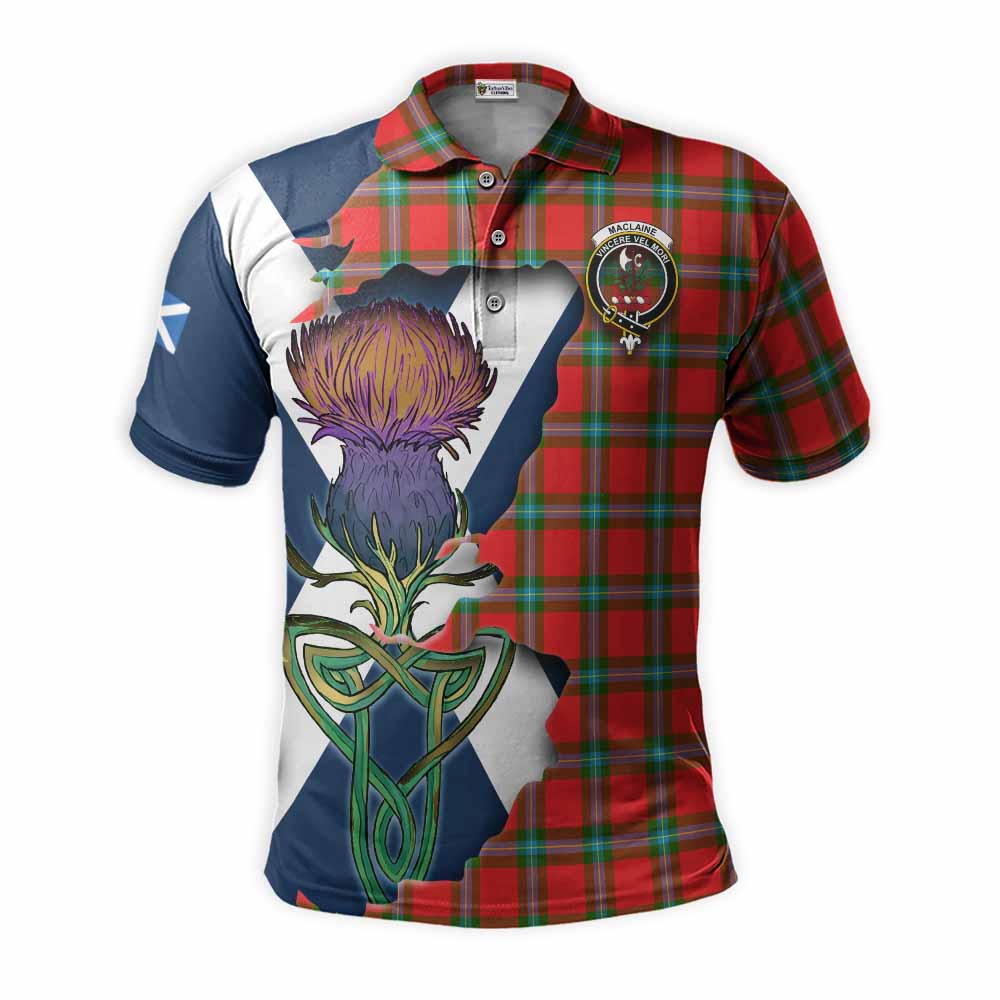 Tartan Vibes Clothing MacLaine (McLaine) Tartan Family Crest Polo Shirt Scottish Thistle Celtic Inspired