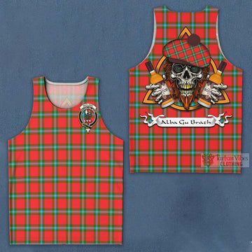Tartan Vibes Clothing MacLaine (McLaine) Tartan Men's Tank Top with Family Crest and Bearded Skull Holding Bottles of Whiskey