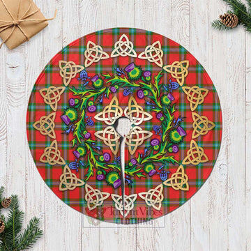 MacLaine (McLaine) Tartan Christmas Tree Skirt with Thistle Celtic Knot Style