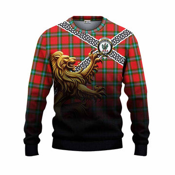 Tartan Vibes Clothing MacLaine (McLaine) Crest Tartan Knitted Sweater with Golden Lion Emblem Celtic Style
