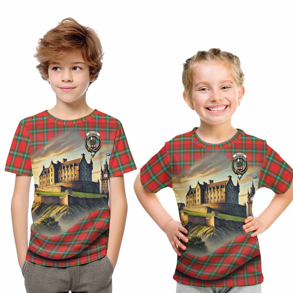 Tartan Vibes Clothing MacLaine (McLaine) Tartan Family Crest Kid T-Shirt with Scottish Ancient Castle Style