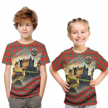 Tartan Vibes Clothing MacLaine (McLaine) Tartan Family Crest Kid T-Shirt with Scottish Ancient Castle Style