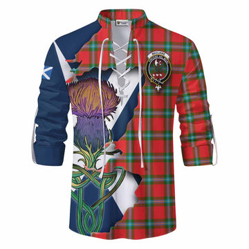 Tartan Vibes Clothing MacLaine (McLaine) Tartan Family Crest Ghillie Kilt Shirt Scottish Thistle Celtic Inspired