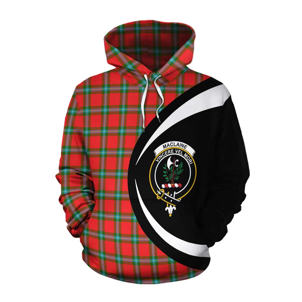 Tartan Vibes Clothing MacLaine (McLaine) Tartan Cotton Hoodie with Family Crest Circle Style