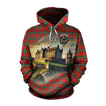 Tartan Vibes Clothing MacLaine (McLaine) Tartan Family Crest Cotton Hoodie with Scottish Ancient Castle Style