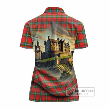 MacLaine (McLaine) Tartan Family Crest Women's Polo Shirt with Scottish Ancient Castle Style