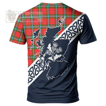 MacLaine (McLaine) Tartan T-Shirt Featuring Thistle and Scotland Map - Tartanvibesclothing Store