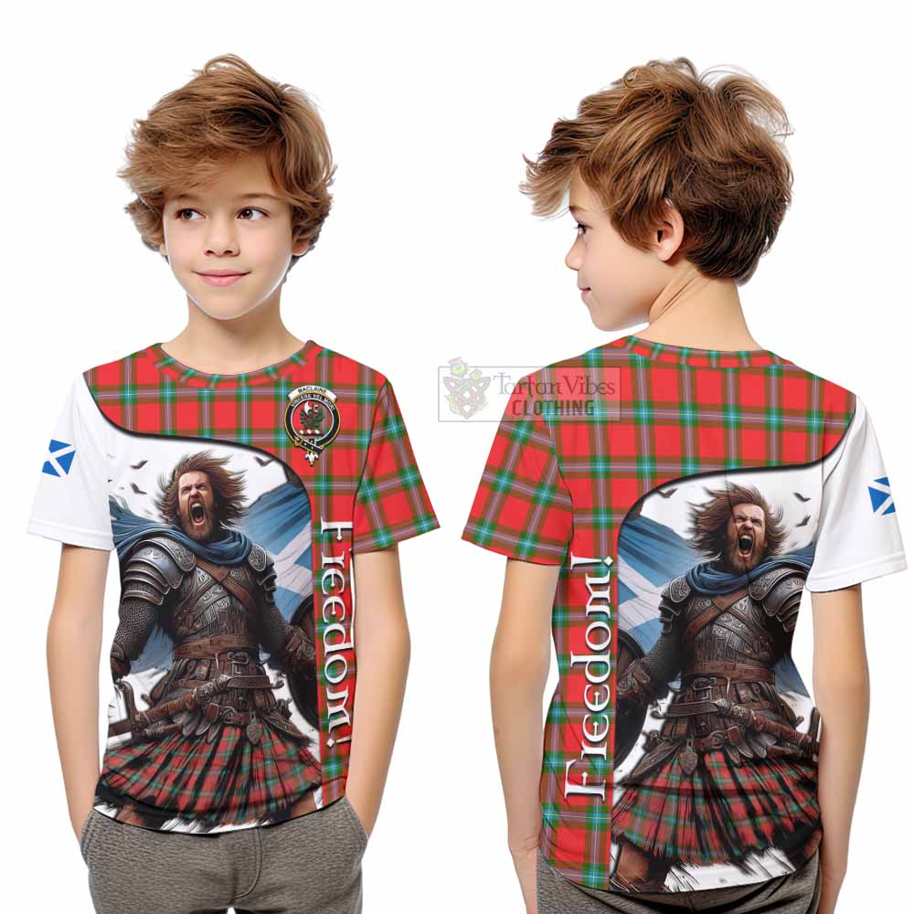 Tartan Vibes Clothing MacLaine (McLaine) Crest Tartan Kid T-Shirt Inspired by the Freedom of Scottish Warrior