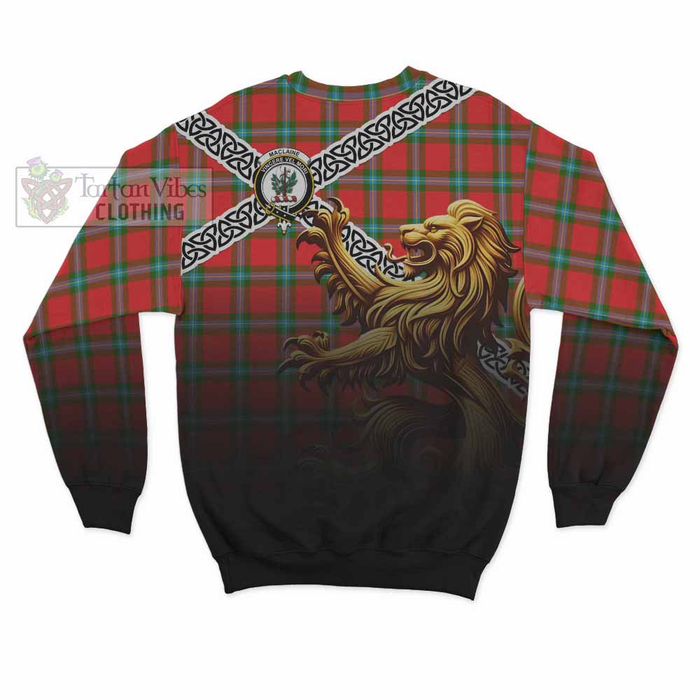 Tartan Vibes Clothing MacLaine (McLaine) Crest Tartan Sweatshirt with Golden Lion Emblem Celtic Style