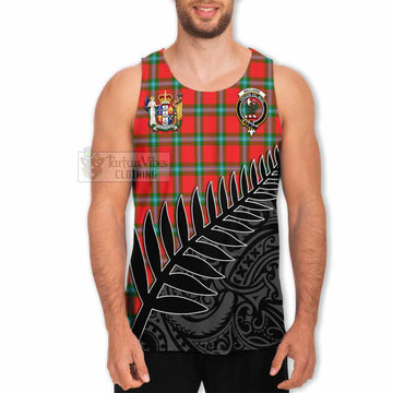Tartan Vibes Clothing MacLaine (McLaine) Crest Tartan Men's Tank Top with New Zealand Silver Fern Half Style