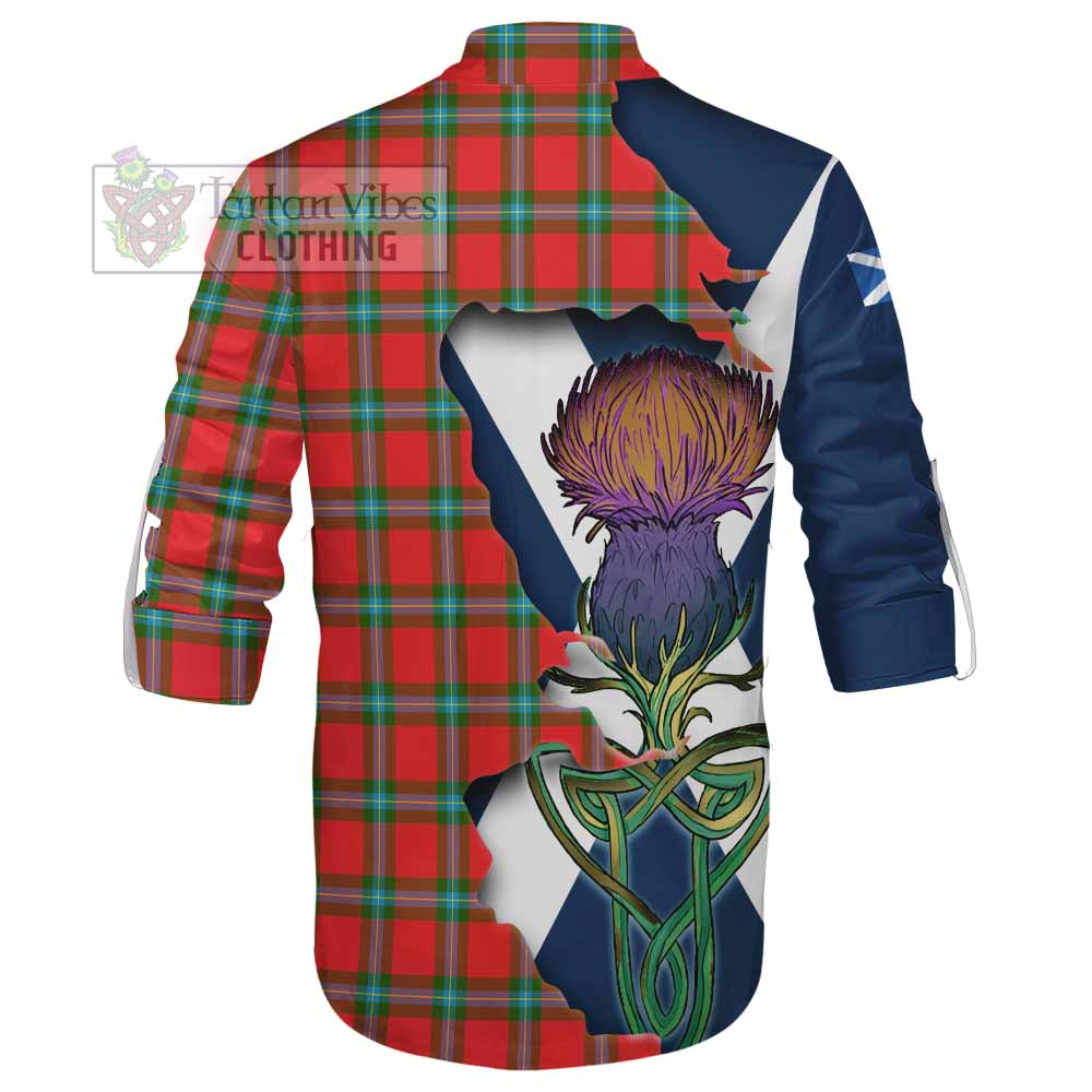 Tartan Vibes Clothing MacLaine (McLaine) Tartan Family Crest Ghillie Kilt Shirt Scottish Thistle Celtic Inspired
