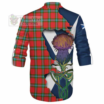 Tartan Vibes Clothing MacLaine (McLaine) Tartan Family Crest Ghillie Kilt Shirt Scottish Thistle Celtic Inspired