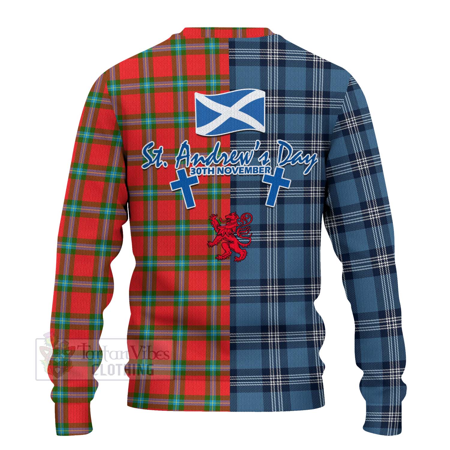 Tartan Vibes Clothing MacLaine (McLaine) Tartan Knitted Sweater Happy St. Andrew's Day Half Tartan Style