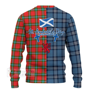Tartan Vibes Clothing MacLaine (McLaine) Tartan Knitted Sweater Happy St. Andrew's Day Half Tartan Style