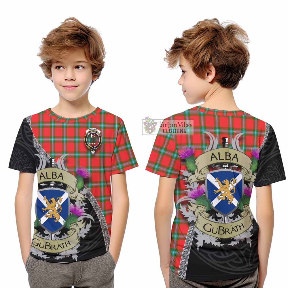 Tartan Vibes Clothing MacLaine (McLaine) Tartan Family Crest Kid T-Shirt Lion Rampant Royal Thistle Shield Celtic Inspired