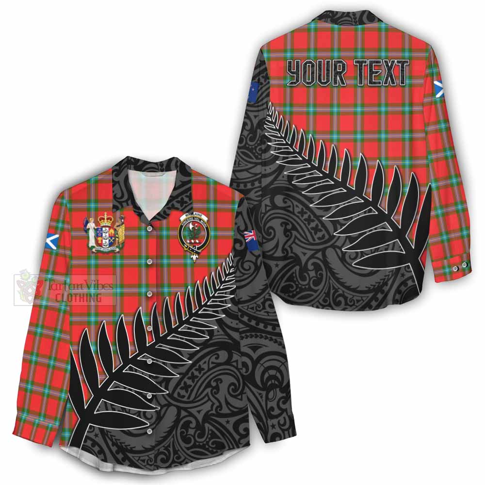 Tartan Vibes Clothing MacLaine (McLaine) Crest Tartan Women's Casual Shirt with New Zealand Silver Fern Half Style