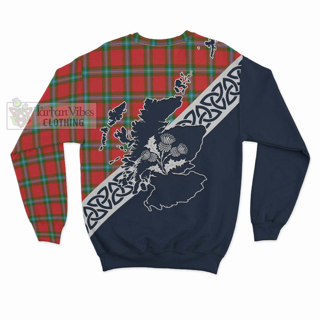 Tartan Vibes Clothing MacLaine (McLaine) Tartan Sweatshirt Featuring Thistle and Scotland Map