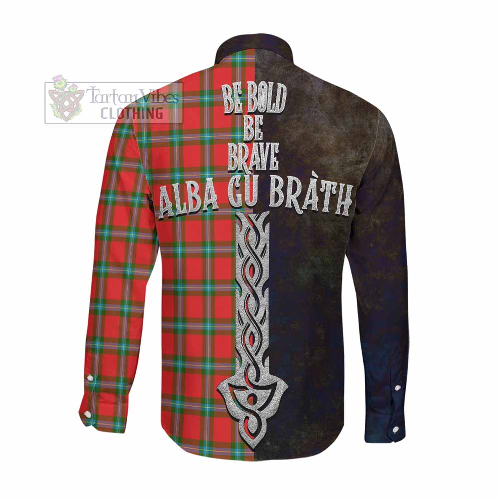 Tartan Vibes Clothing MacLaine (McLaine) Tartan Family Crest Long Sleeve Button Shirt Alba Gu Brath Be Brave Lion Ancient Style