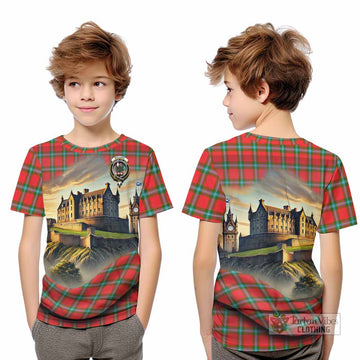 Tartan Vibes Clothing MacLaine (McLaine) Tartan Family Crest Kid T-Shirt with Scottish Ancient Castle Style
